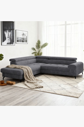 Rohová sedačka s funkciou spania a odkladacím priestorom - Ľavá, coal farba